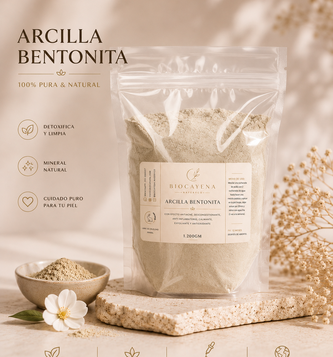Arcilla Bentonita en 1200gm
