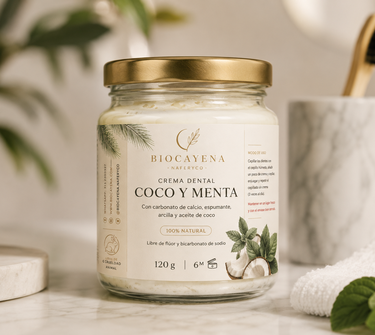 Crema Dental de Coco y Menta Natural en 120ml