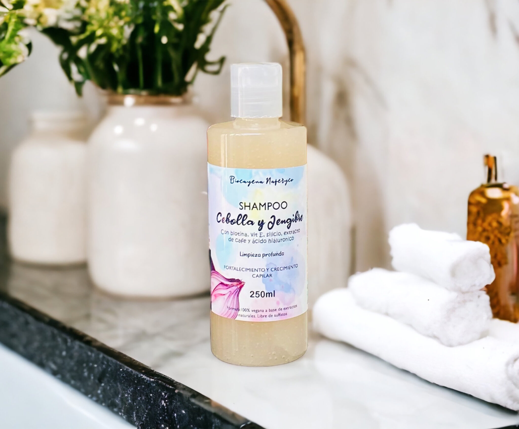 Shampoo de cebolla y Jengibre en 250ml biocayena