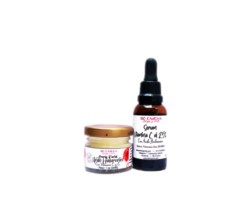 Kit Serum Vitamina C al 25% y Crema Facial de Acido Hiáluronico en 30ml