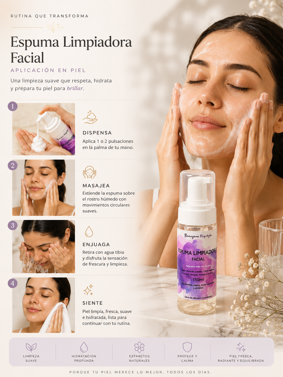 Espuma Limpiadora Facial en 150ml - Imagen 4