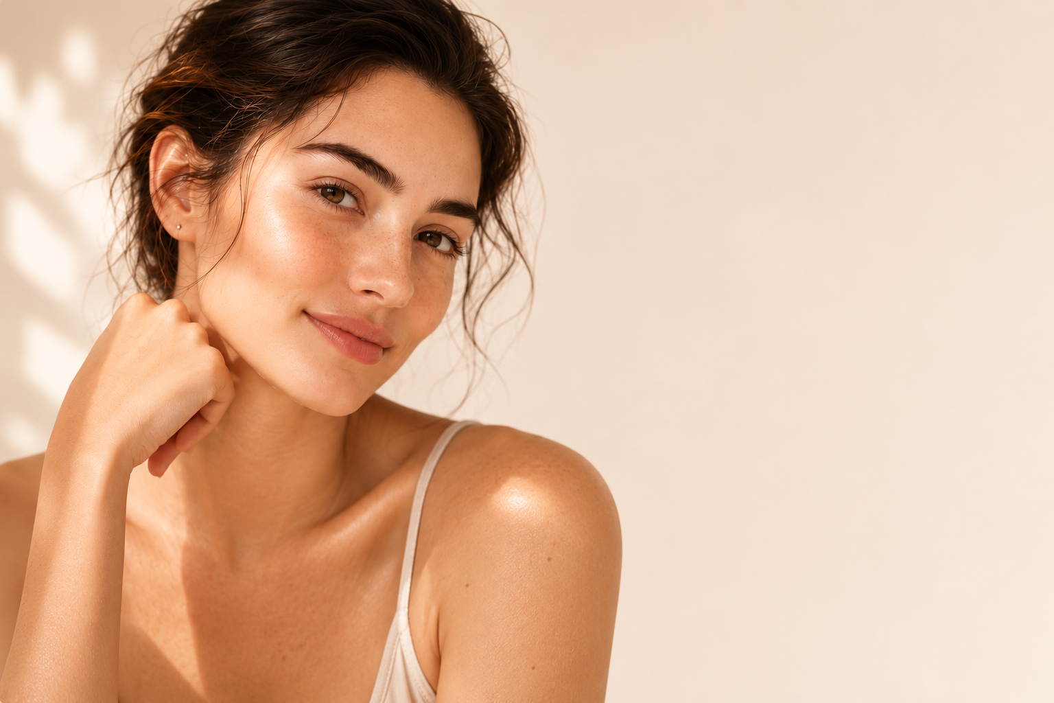 Mujer con piel natural y luminosa