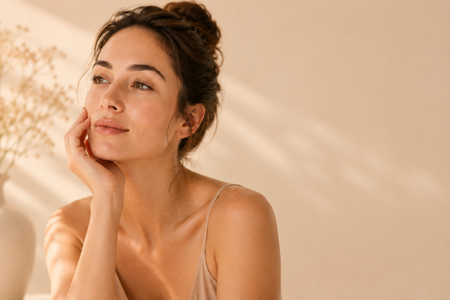 Mujer con piel natural y delicada